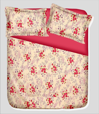 14% OFF on RR Textile House Cotton, Satin Printed Double Bedsheet 1 Bedsheet, 2 PillowCover, Red