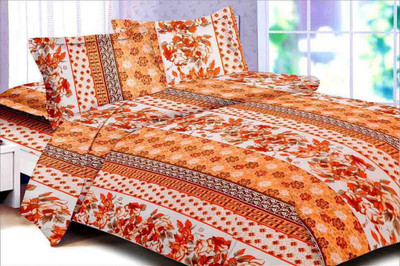 50% OFF on Floorfashion Cotton Abstract Double Bedsheet 1 Bedsheet, 2 Pillow covers, Multicolor