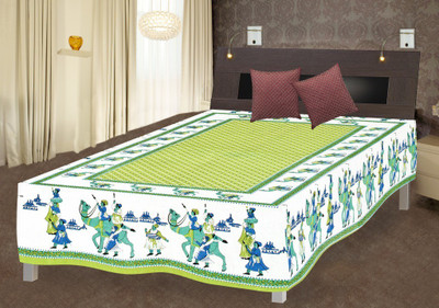 50% OFF on Kismat Collection Cotton Printed Single Bedsheet 1 Bedsheet, Green