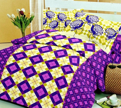 15% OFF on Bliss Cotton Printed Double Bedsheet 1 Bedsheet, 2 Pillow Covers, Multicolor