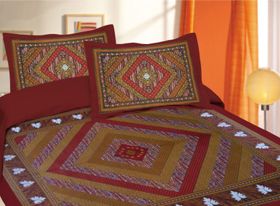 50% OFF on Lali Prints Cotton Printed Double Bedsheet 1 Bedsheet, 1 Pillow Cover, Red