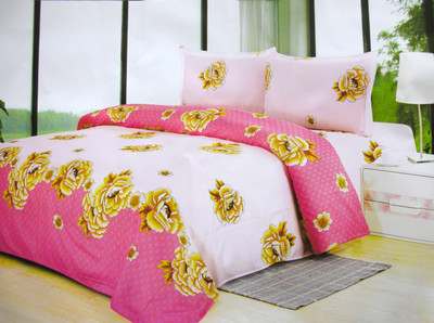 55% OFF on Pripson Polycotton Floral Double Bedsheet 1 Bedsheet, 2 Pillow Covers, Pink
