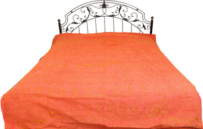 16% OFF on Exotic India Cotton Embroidered Double Bedsheet 1 Bedsheet, Pink