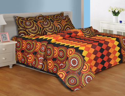 28% OFF on Salona Bichona Cotton Abstract Double Bedsheet 1 Bedsheet, 2 Pillow Covers, Multicolor