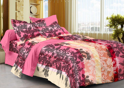 50% OFF on La Fleur Cotton Floral Double Bedsheet 1 Bedsheet, 2 Pillow covers, Pink