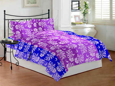 28% OFF on Bombay Dyeing Cotton Printed Double Bedsheet 1 Bed Sheet, 2 Pillow Covers, Purple
