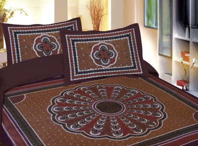 50% OFF on Lali Prints Cotton Printed Double Bedsheet 1 Bedsheet, 1 Pillow Cover, Maroon