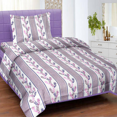 55% OFF on Cortina Cotton Floral Single Bedsheet 1 Sigle Bed sheet, 1 Pillow Cover, Multicolour