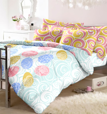 15% OFF on Raymond Cotton Printed Double Bedsheet 1Double Bedsheet, 2 Pillow Cover, Pink