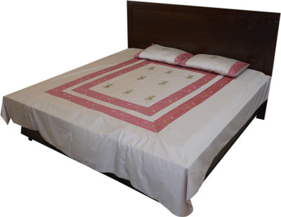 25% OFF on Bichawan Cotton Embroidered Double Bedsheet