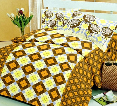 15% OFF on Bliss Cotton Printed Double Bedsheet 1 Bedsheet, 2 Pillow Covers, Multicolor