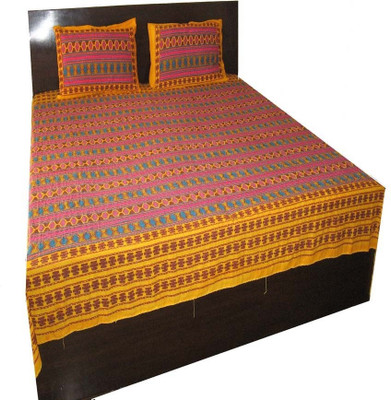 4% OFF on Charu Exports Cotton Embroidered Double Bedsheet