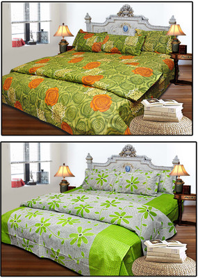 30% OFF on JBG Home Store Cotton Floral King Bedsheet