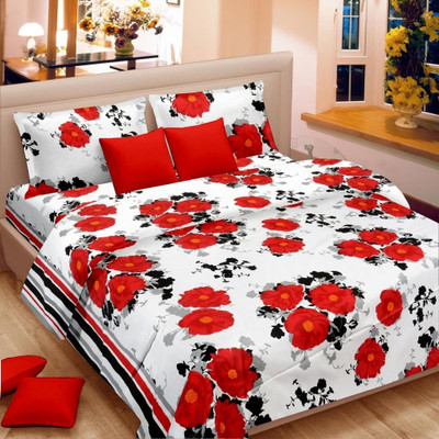 50% OFF on Vorhang Satin Floral Double Bedsheet 1 Bedsheet, 2 Pillow Covers, Multicolor