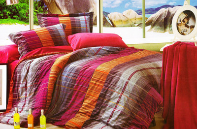 70% OFF on Rose Petal Polyester Striped Double Bedsheet