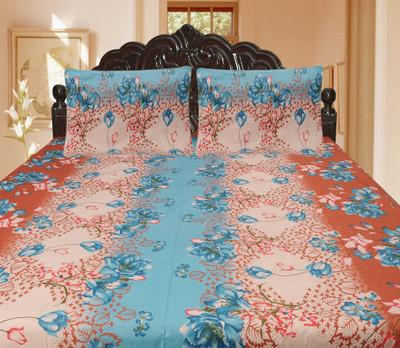 33% OFF on Lao - Lao Cotton Printed Double Bedsheet 1 Bedsheet, 2 Pillow Covers, Multicolor