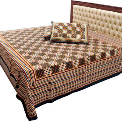 28% OFF on Jaipur Raga Cotton Geometric Double Bedsheet