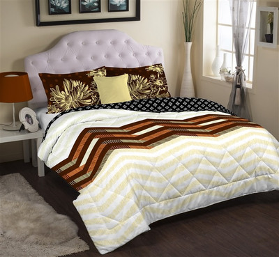 Portico New York Cotton Printed King Bedsheet 1 Bed Sheet, 2 Pillow Covers, Multicolor