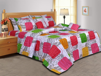 25% OFF on Salona Bichona Cotton Abstract Double Bedsheet 1 Bedsheet, 2 Pillow Covers, Multicolor