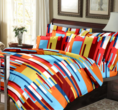 15% OFF on Raymond Cotton Printed Double Bedsheet 1Double Bedsheet, 2 Pillow Cover, Orange