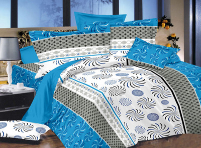 66% OFF on Urban Style Cotton Abstract Double Bedsheet 1 Bedsheet, 2 Pillow covers, Blue