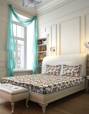 62% OFF on SEJ by Nisha Gupta Cotton Floral King Bedsheet 1 Bedsheet, 2 Pillow Cover, White, Green