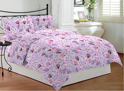 Bombay Dyeing Cotton Floral Double Bedsheet 1 Bedsheet, 2 Pillow Covers