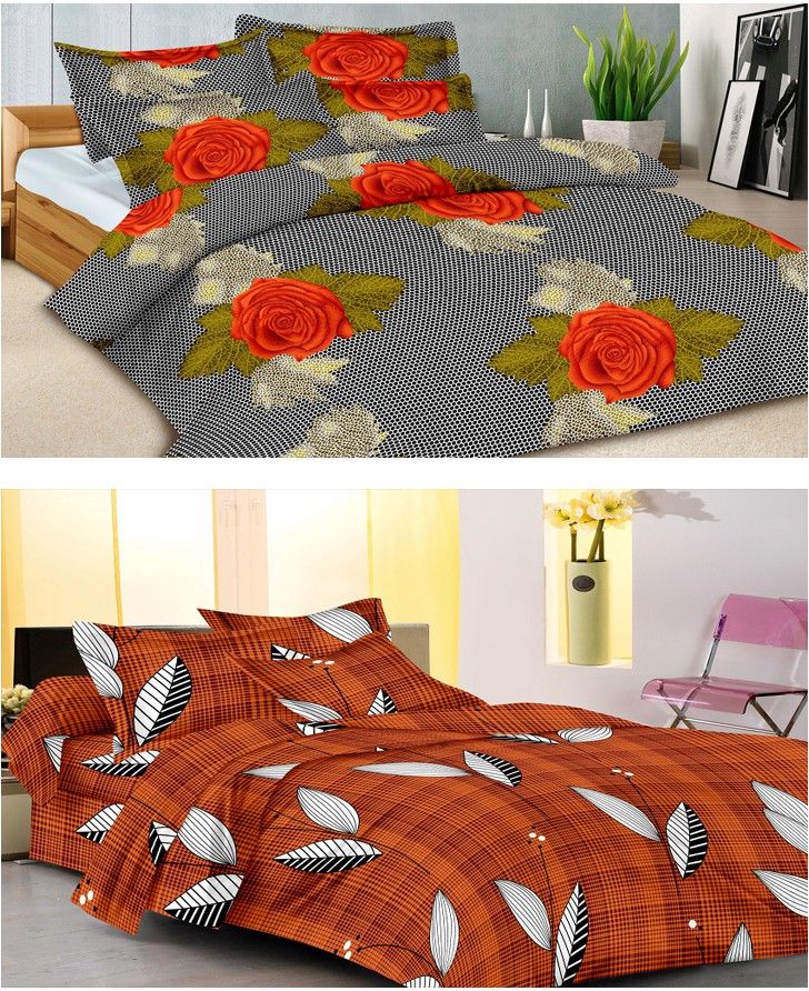 62% OFF on Homefab India Cotton Floral Double Bedsheet