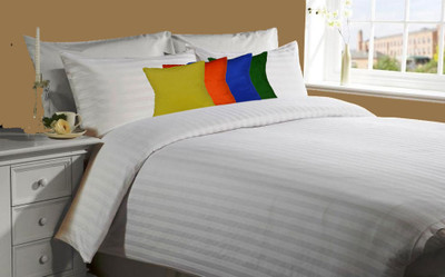 48% OFF on meSleep Cotton Striped Double Fitted Bedsheet