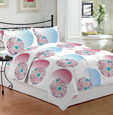 31% OFF on Bombay Dyeing Cotton Geometric Double Bedsheet 1Double Bedsheet, 2Pillow Cover, Maroon, Blue