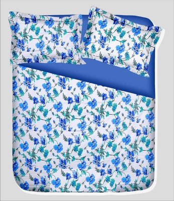 14% OFF on RR Textile House Cotton, Satin Printed Double Bedsheet 1 Bedsheet, 2 PillowCover, Blue