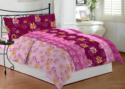31% OFF on Bombay Dyeing Cotton Floral Double Bedsheet 1Double Bedsheet, 2Pillow Cover, Pink