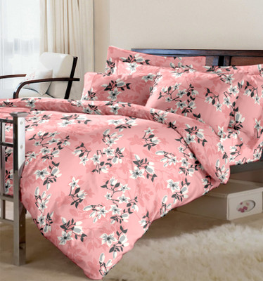 15% OFF on Raymond Cotton Printed Double Bedsheet 1 Double Bedsheet, 2 Pillow Cover, Pink