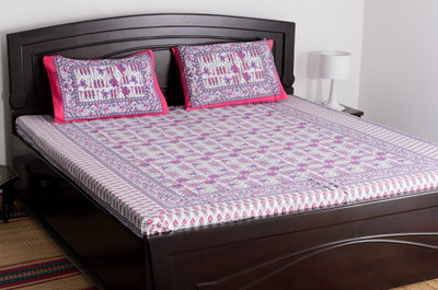 57% OFF on Vivid Rajasthan Cotton Printed Double Fitted Bedsheet