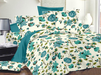 69% OFF on Ahmedabad Cotton Cotton, Satin Floral Single Bedsheet 1 Single Bedsheet, 1 Pillow Cover, Green