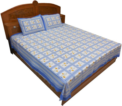 59% OFF on Kismat Collection Cotton Printed Double Bedsheet 1 BedSheet, 2 Pillow Covers, White