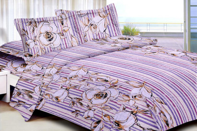 50% OFF on Floorfashion Cotton Abstract Double Bedsheet 1 Bedsheet, 2 Pillow covers, Multicolor