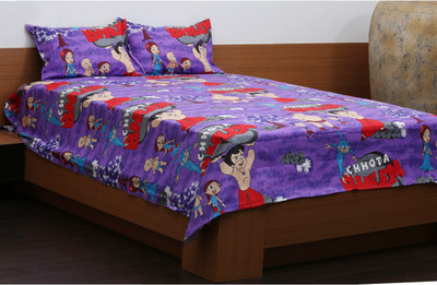 59% OFF on Flazee Cotton Printed King Bedsheet 1 BedSheet, 2Pillow Cover, Purple