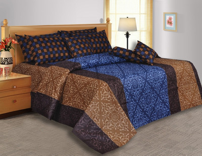 28% OFF on Salona Bichona Cotton Damask Double Bedsheet 1 Bedsheet, 2 Pillow Covers, Blue