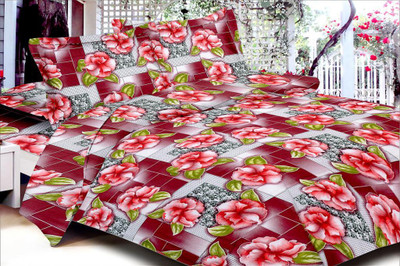 50% OFF on Easyclean Cotton Abstract Double Bedsheet 1 Bedsheet, 2 Pillow covers, Multicolor