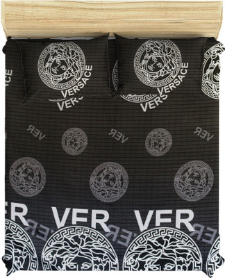 33% OFF on Honeybee Cotton Graphic Queen Bedsheet Bedsheet, 2 Pillow Covers, Black