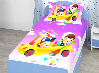 Bombay Dyeing Cotton Printed Single Bedsheet 1 Pillow Cover, 1 Bedsheet