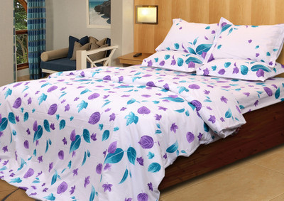25% OFF on Mark Home Cotton Printed Double Bedsheet Purple