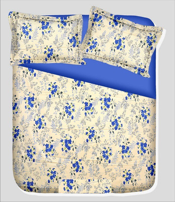 14% OFF on RR Textile House Cotton, Satin Printed Double Bedsheet 1 Bedsheet, 2 PillowCover, Blue