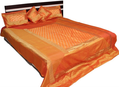 62% OFF on Soundarya Polyester Silk Blend Self Design Double Bedsheet