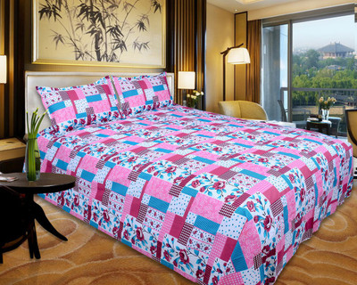 65% OFF on Urban Style Cotton Abstract Double Bedsheet 1 Bedsheet, 2 Pillow Covers, Multicolor