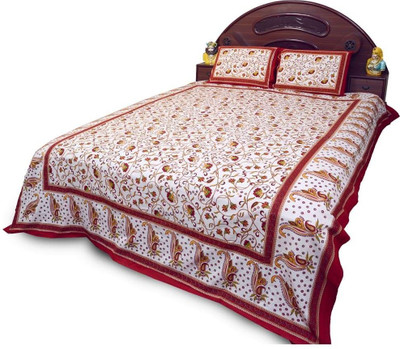 35% OFF on Sunshine Rajasthan Cotton Floral Double Bedsheet 1 Double Bedsheet, 2 Pillow Covers, Red 35% OFF on Sunshine Rajasthan Cotton Floral Double Bedsheet 1 Double Bedsheet, 2 Pillow Covers, Red