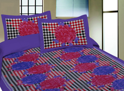 60% OFF on Lali Prints Cotton Printed Single Bedsheet 1 Bedsheet, 1 Pillow Cover, Purple