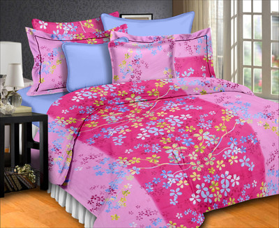 63% OFF on Urban Style Cotton Floral Double Bedsheet 1 Bedsheet, 2 Pillow cover, Pink