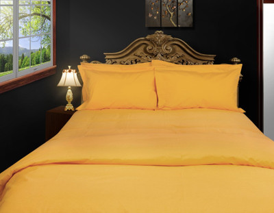 20% OFF on Just Linen Cotton Solid Single Bedsheet 2 Single Flat Sheets, 2 Regular Size Pillow Covers, Gold